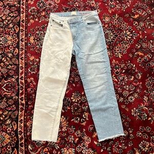 Alice + Olivia Two Tone High Rise Boyfriend Jean